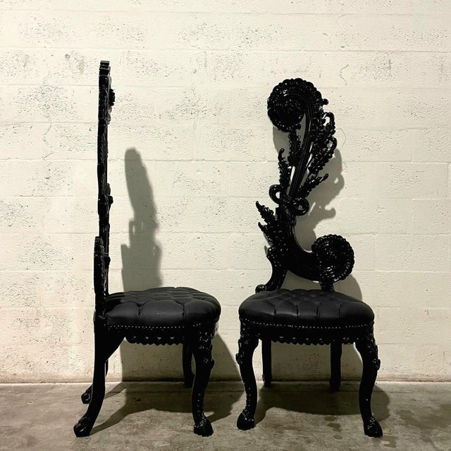 Elevate your space with this exquisite Italian Baroque-style throne chair. Standing 64" tall, it features a dramatic high...