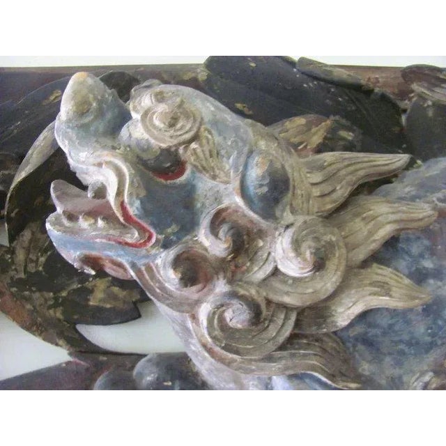 Asian 19th Century Asian Carved Polychrome Painted Panel For Sale - Image 3 of 10