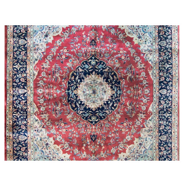 Red Vintage Indian Tabriz-Style Rug For Sale - Image 8 of 15