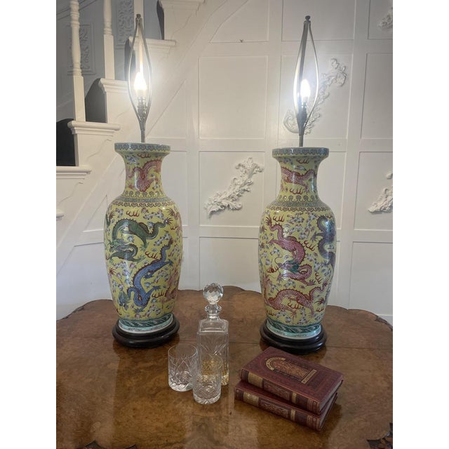 Large 19th Century Chinese Porcelain Vase Lamps, 1880s, Set of 2 For Sale - Image 18 of 18