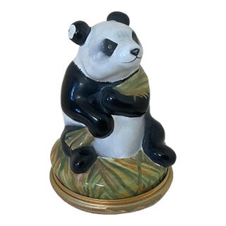 Halcyon Days English Enamel Hand Painted Panda Bear Trinket For Sale