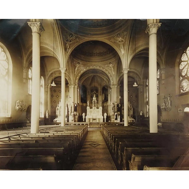 Grand Tour Vintage 1941 Sacred Heart Church Cathedral Interior Photograph For Sale - Image 3 of 3