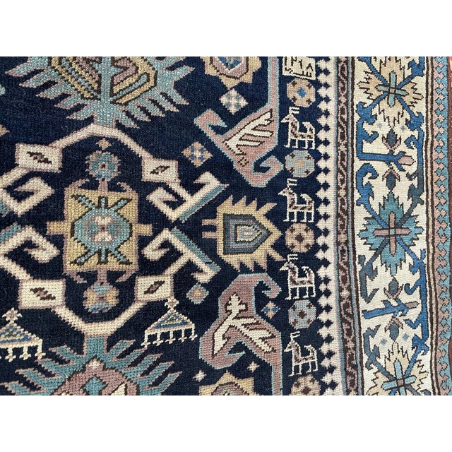 Antique Caucasian Bijov Design Runner Velvety-Wool Rug 4.1 x 9.9 For Sale - Image 11 of 14