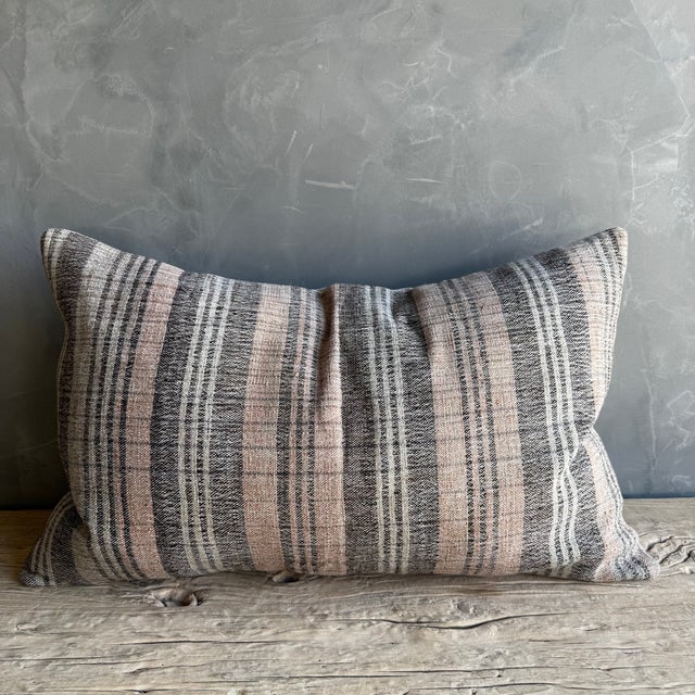 -18" x 28" - Crafted from authentic vintage Turkish hemp rugs, each pillow is a one-of-a-kind statement piece rich in...