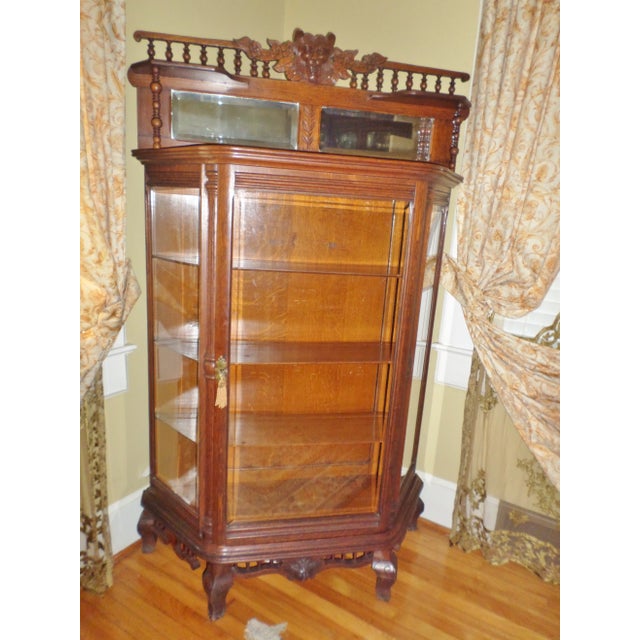 Antique Victorian Lion Head Display Cabinet For Sale - Image 13 of 13