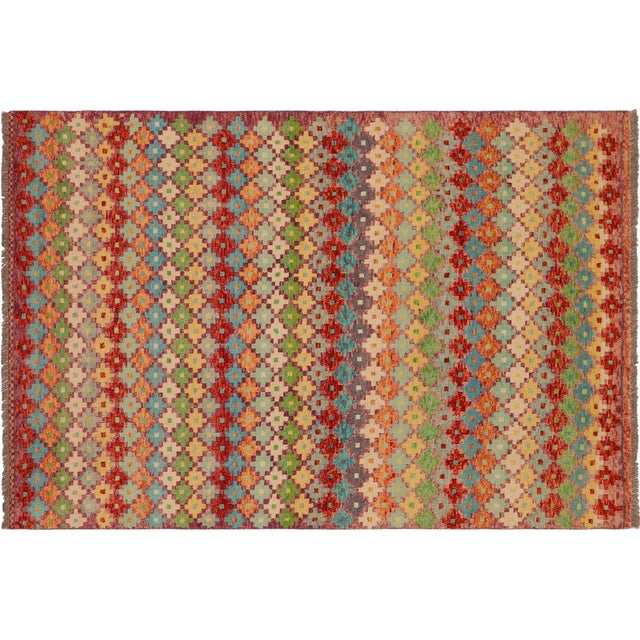 1990s Eclectic Balochi Rust/Blue Wool Rug - 4'6''x7'11'' For Sale - Image 5 of 11