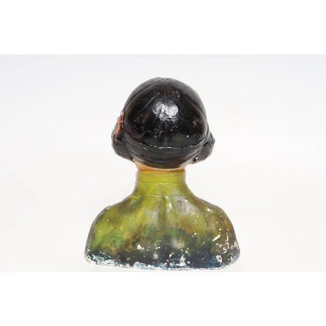 Vintage Chinoiserie Asian Chalkware Bust of a Woman After Esther Anna Hunt For Sale - Image 4 of 15