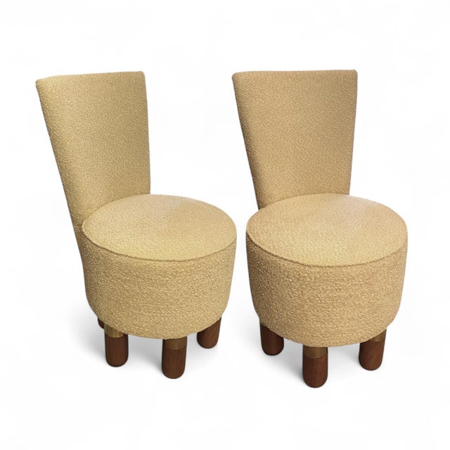 Wood Brutalist Armchairs in Bouclé and Maple Wood, 1980s, Set of 2 For Sale - Image 7 of 7