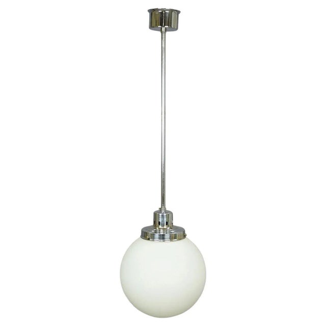 Bauhaus Pendant Light with Opaline Glass Shade, 1920s For Sale - Image 6 of 6