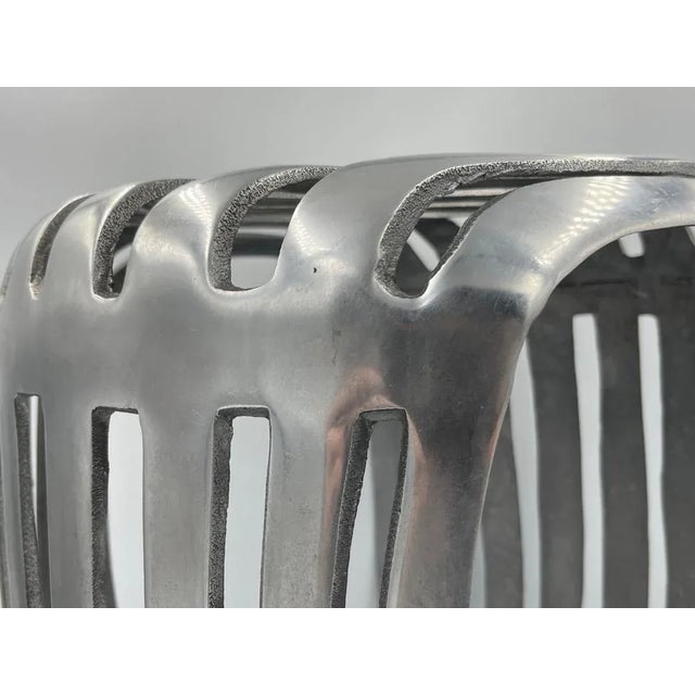 Silver Mid-Century Aluminium Stool, Denmark, 1960s For Sale - Image 8 of 10
