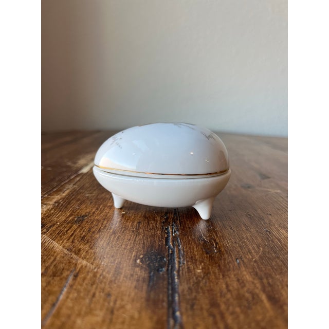 1970s Vintage 1970's Holly Hobbie Egg Trinket Porcelain Box "Start Each Day in a Happy Way" Made in Japan For Sale - Image 5 of 9