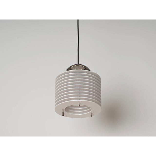 Mid-Century White Acrylic and Chrome Pendant Light, 1970s For Sale - Image 3 of 9