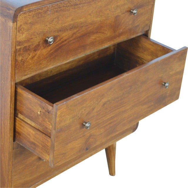 Curved Mango Wood Chest of Drawers in Chestnut Finish For Sale In Philadelphia - Image 6 of 8