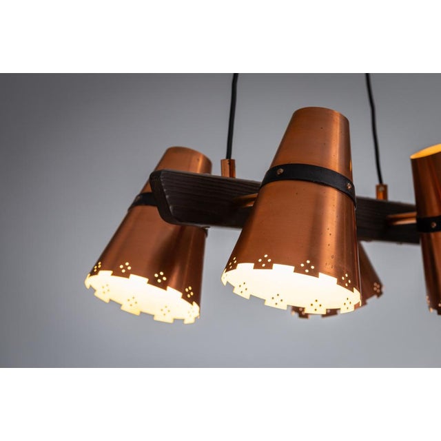 Pendant Lamp in Dark Stained Wood, 1960s For Sale - Image 6 of 12