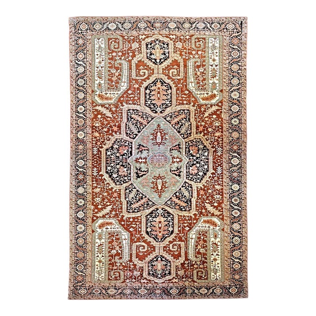 Turkish Serapi Wool 16X25 Rust, Black & Tan Handmade Area Rug #1141351 For Sale