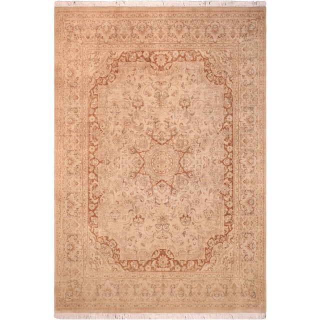 Floral 1990's Pak-Persian Tan/Brown Wool Rug - 8'1'' X 10'3'' For Sale - Image 9 of 9