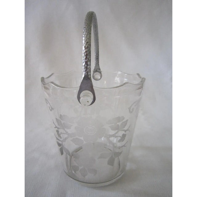 Mid-Century Modern Vintage Etched Glass Ice Bucket For Sale - Image 3 of 4
