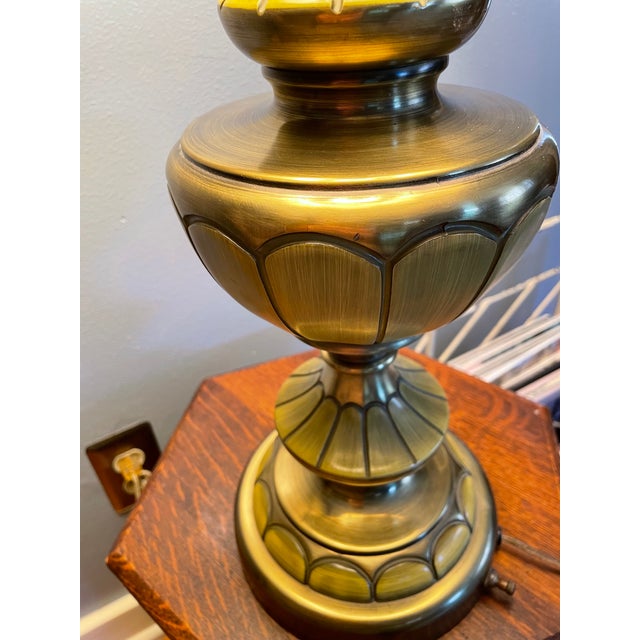Brass Vintage 1950s Mid-Century Modern Brass Metal Rembrandt Torchiere Table Lamp For Sale - Image 8 of 10