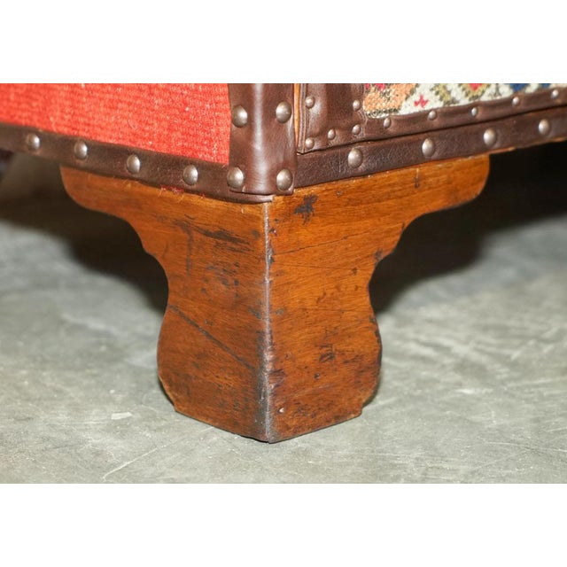 Vintage Kilim & Brown Leather Chest of Drawers For Sale - Image 10 of 18