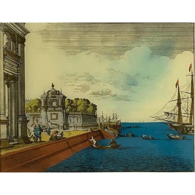 Italian Italian Hand Colored Engraving Print With Metallic Embellishments For Sale - Image 3 of 4