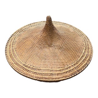 Handwoven Wicker Lidded Basket, Vintage For Sale