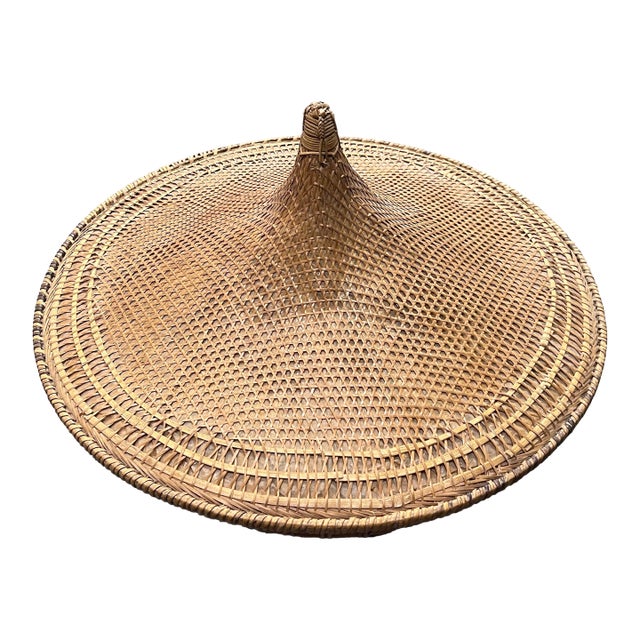 Handwoven Wicker Lidded Basket, Vintage For Sale