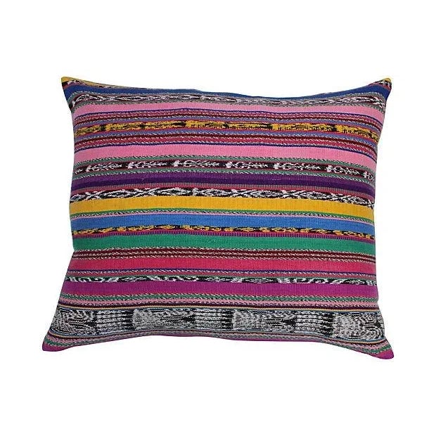 Colorful Striped Ikat Pillows - Pair For Sale - Image 5 of 5