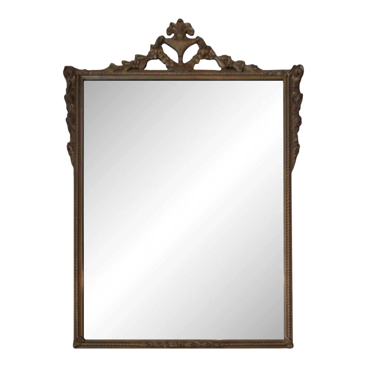 Vintage Mid 20th Century Gold Mirror With Floral Detail | Chairish
