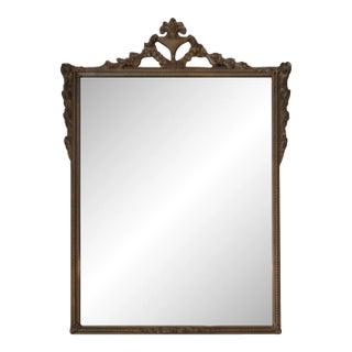 Vintage Mid 20th Century Gold Mirror With Floral Detail For Sale