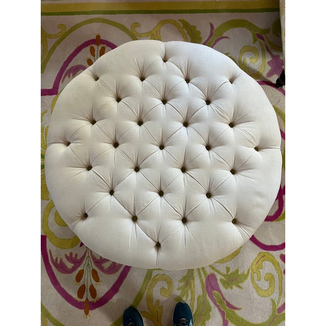 White Vanguard Tufted White Ottoman For Sale - Image 8 of 10