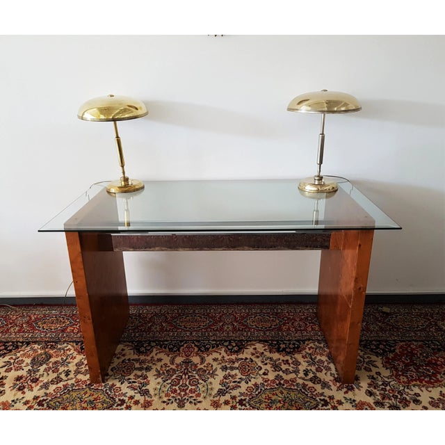 Burl & Glass Console Table, 1970s For Sale - Image 4 of 6