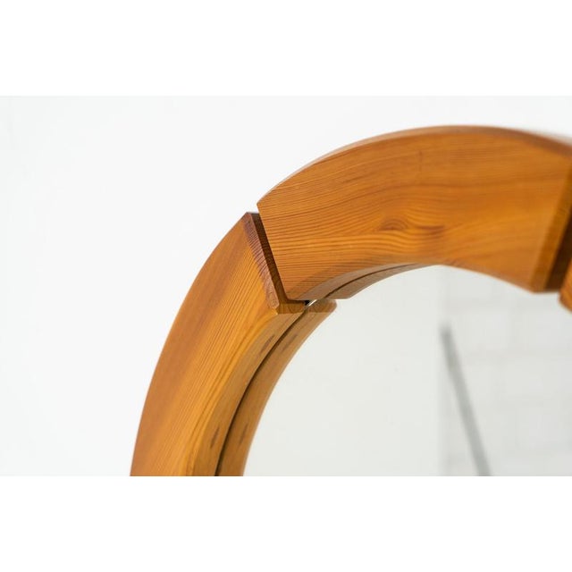 Wood Sculptural Wall Mirror in Solid Pine For Sale - Image 7 of 8
