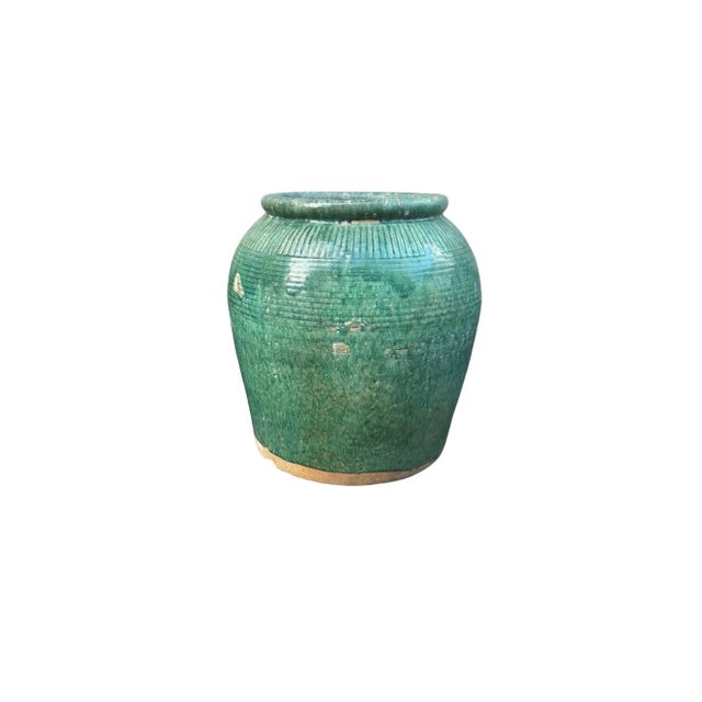 Green Vintage Chinese Green Glazed Ceramic Soy Sauce Jar For Sale - Image 8 of 10