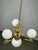 Vintage Art Deco Brass and Opaline Glass Globe Chandelier, Czechoslovakia, 1930s For Sale - Image 9 of 12