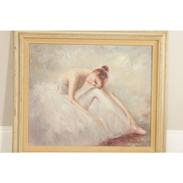 Rino Viana Framed Oil Painting Seated Ballerina Figure Study For Sale - Image 16 of 18