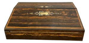 Antique Victorian Inlaid Coromandel Wood Writing Box, 1850