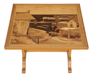 Vintage Beech Marquetry Tilt-Top Side Table, 1960s