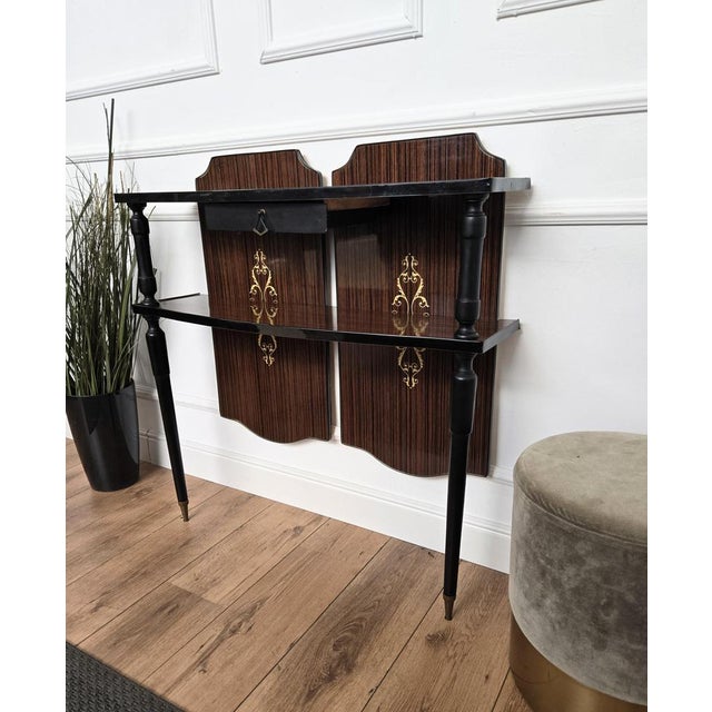 Mid-Century Modern Wood Wall Console Table, Italy, 1960s For Sale - Image 10 of 11