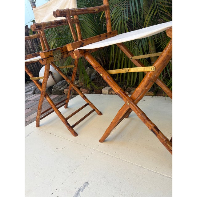 1950s Tortoise/Burnt Bamboo Director's Chairs For Sale - Image 4 of 10