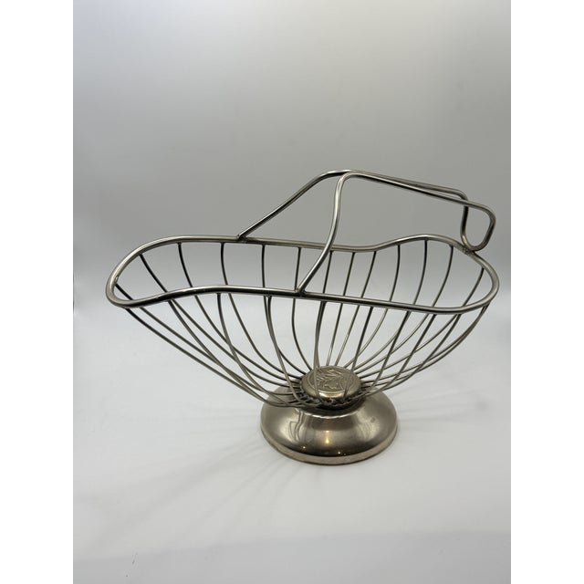 Vintage Metal Wire Wine Bottle Holder With Pedestal Base For Sale - Image 4 of 4