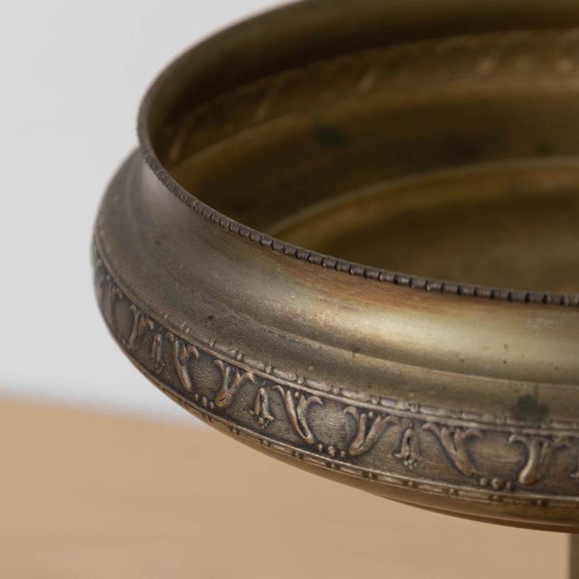 Brass 1930s Large French Pewter Pedestal Dish For Sale - Image 8 of 11