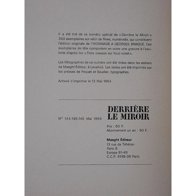 Georges Braque 1964 Vintage Braque Lithograph for Derriere Le Miroir For Sale - Image 4 of 6