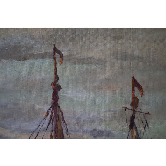 Vintage R. G. Duncan Signed “Astor” Sailboat Seascape Original Oil on Board—Framed For Sale - Image 15 of 18