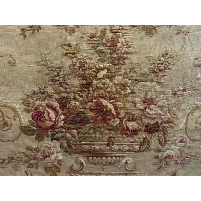 Antique French Louis XV Style Painted Firescreen | Aubusson-Style Tapestry Panel | Sage Green Cabriole Legs | 37in For Sale - Image 9 of 18