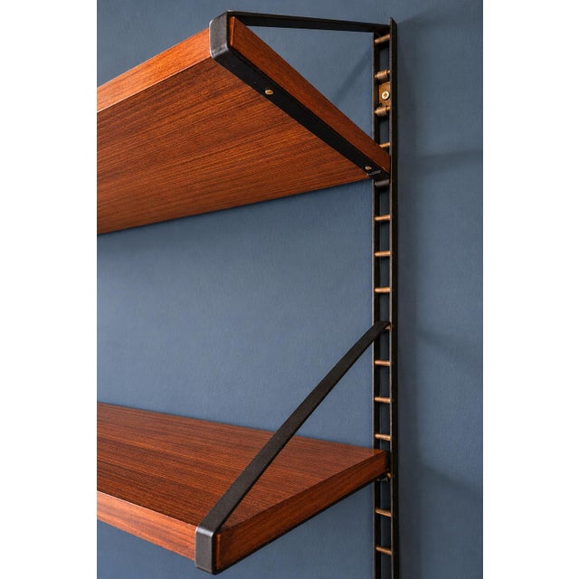 Vintage Modular Wall-Mounted Bookcase in Mahogany and Metal, 1960s For Sale - Image 4 of 7