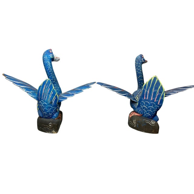 Wood Balinese Carved and Painted Ducks from John Volk's Estate - a Pair For Sale - Image 7 of 11
