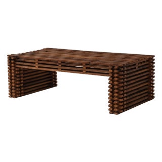 Vintage Sculptural Wooden Slatted Coffee Table, 1970s For Sale