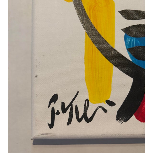 Abstract Abstract Geometric Portrait Painting on Canvas, Peter Keil For Sale - Image 3 of 5