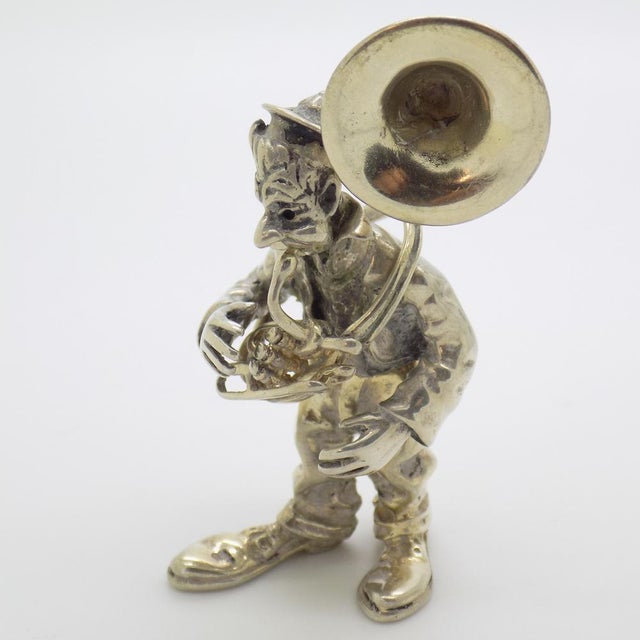 Vintage Italian Handmade Genuine Silver Angini Branded Circus Musician Figurine, 1970s For Sale - Image 9 of 14