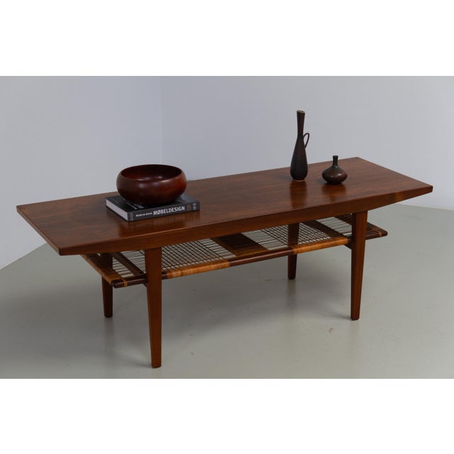 Danish Walnut and Cane Coffee Table by Anton Kildeberg, 1960s For Sale - Image 13 of 18